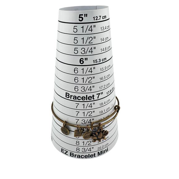 Alex and Ani Lotus Peace Petals Bronze Tone Charm Bangle 7.75" Bracelet - Picture 5 of 5